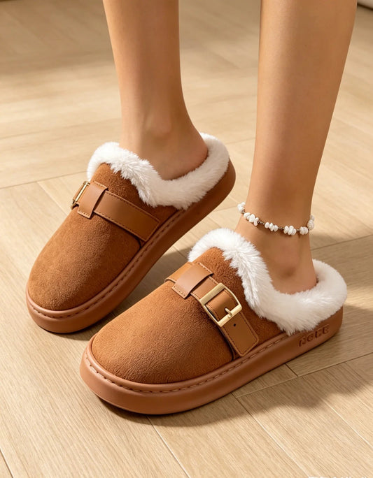 Pantuflas Ella de Ante con Forro de Pelo Sintético