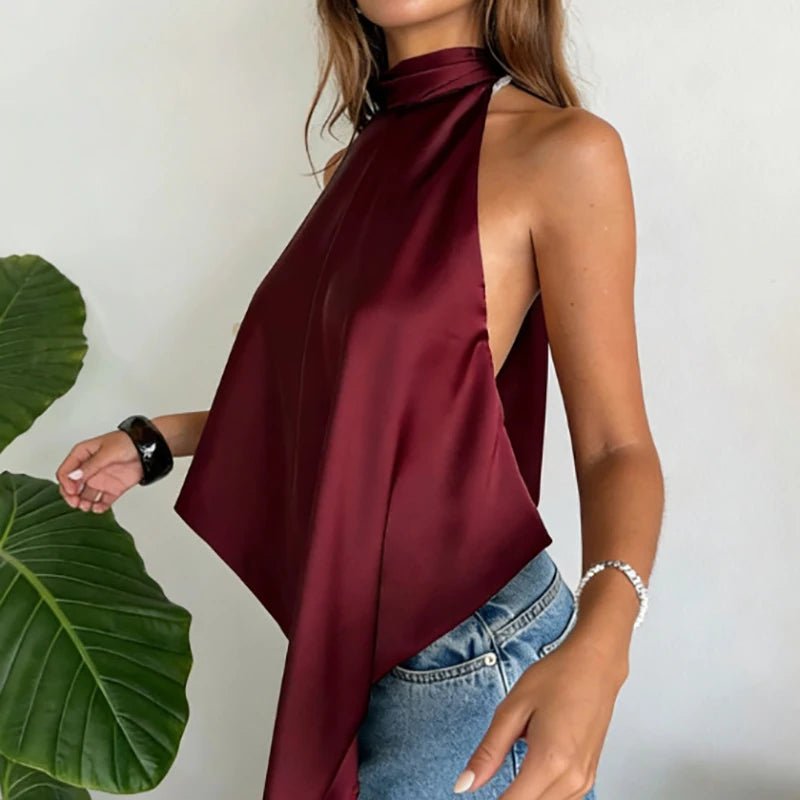 SOKYND Ellen Backless Halter Top TopSOKYND-682903-WIN-S-30231WineS