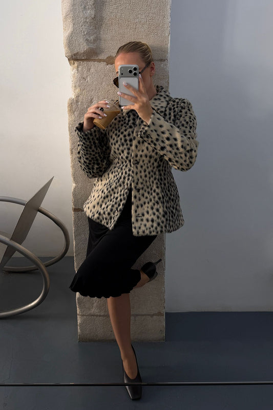 Ellen Leopard bedruckte Kunstfelljacke