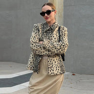 Ellen Chaqueta de piel sintética estampada de leopardo