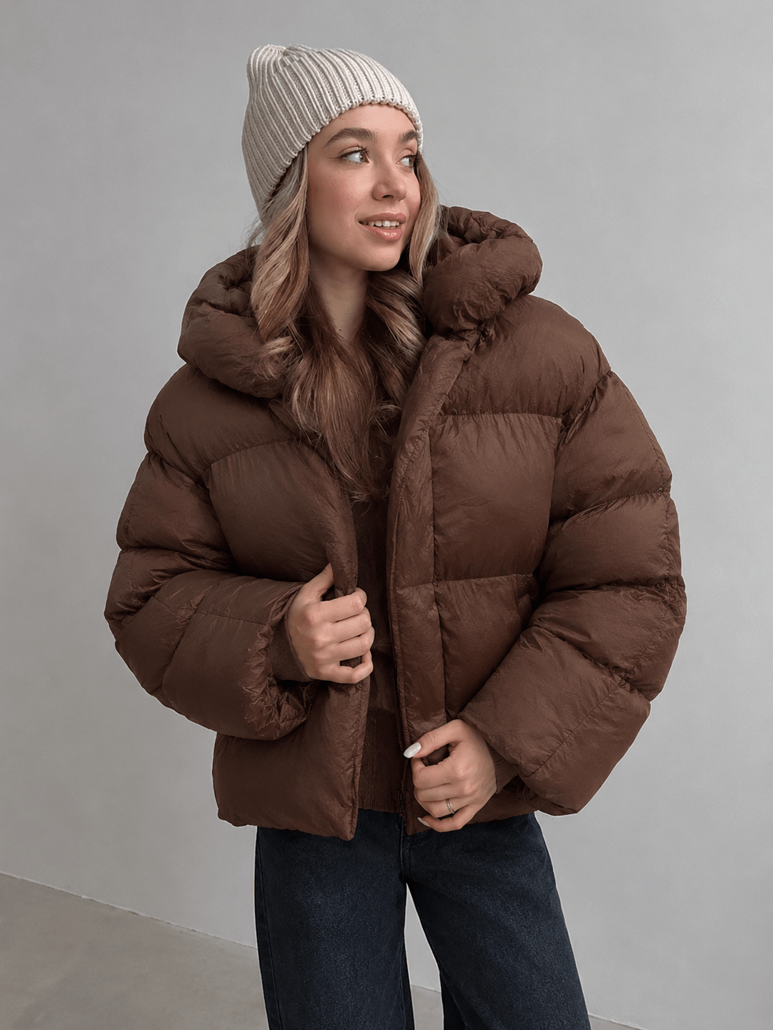 SOKYND Ellie Lightweight Puffer Jacket JacketBrownS