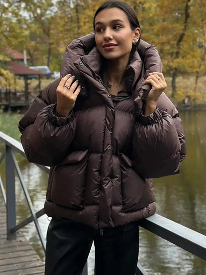 SOKYND Emilia Hooded Puffer Jacket JacketSOKYND-956119-BRO-M-30167BrownM