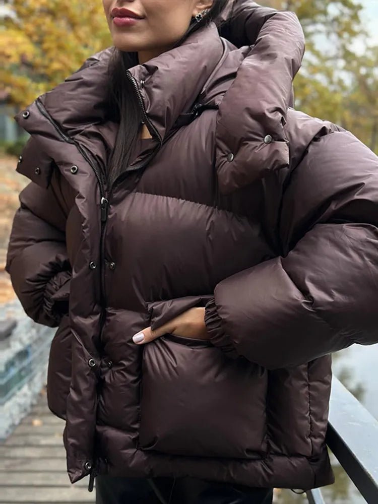 SOKYND Emilia Hooded Puffer Jacket JacketSOKYND-956119-BRO-XXL-28471BrownXXL
