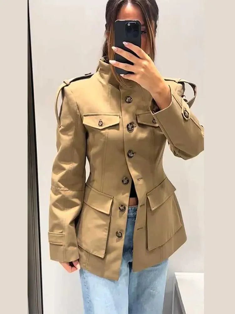 SOKYND Emilia Tailored Stand Collar Jacket JacketSOKYND-248407-BEI-M-63703BeigeM