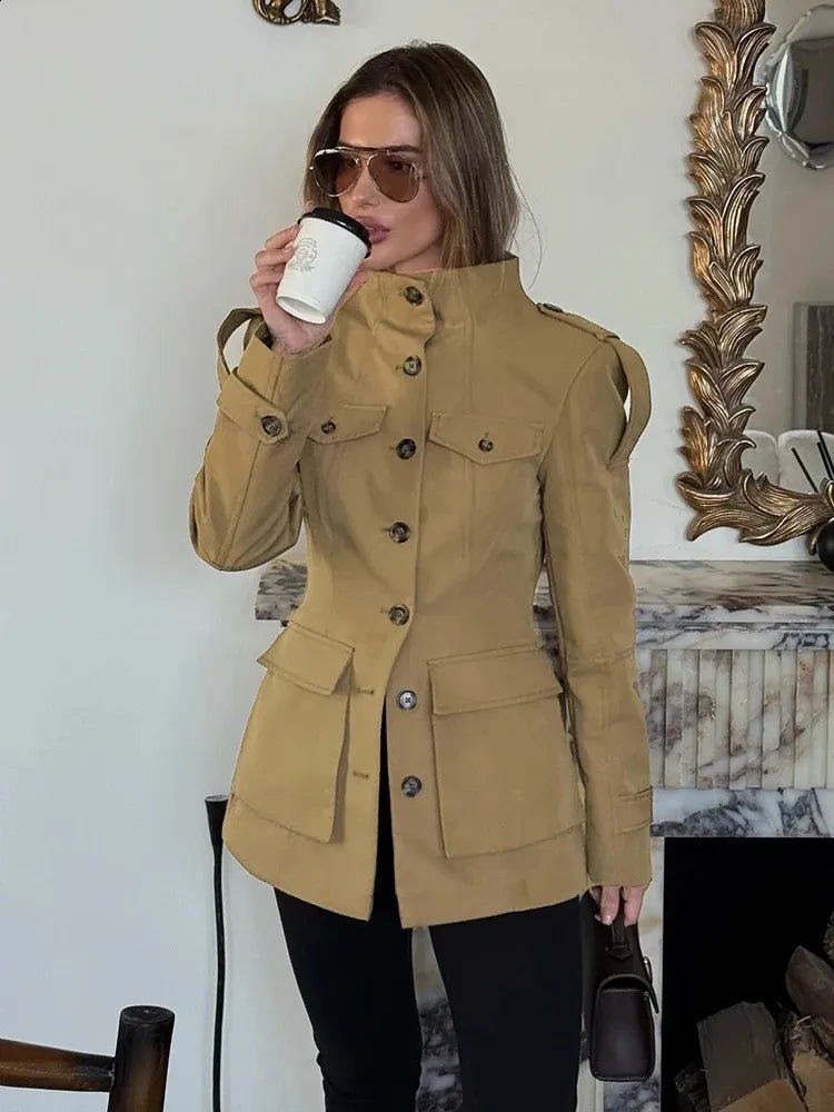 SOKYND Emilia Tailored Stand Collar Jacket JacketSOKYND-248407-BEI-XS-98167BeigeXS
