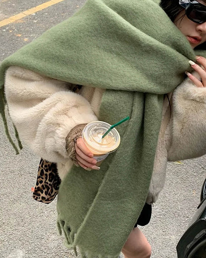 SOKYND Emilia Tasseled Winter Scarf AccessoriesSOKYND-388311-OLI-OS-37239Olive Green
