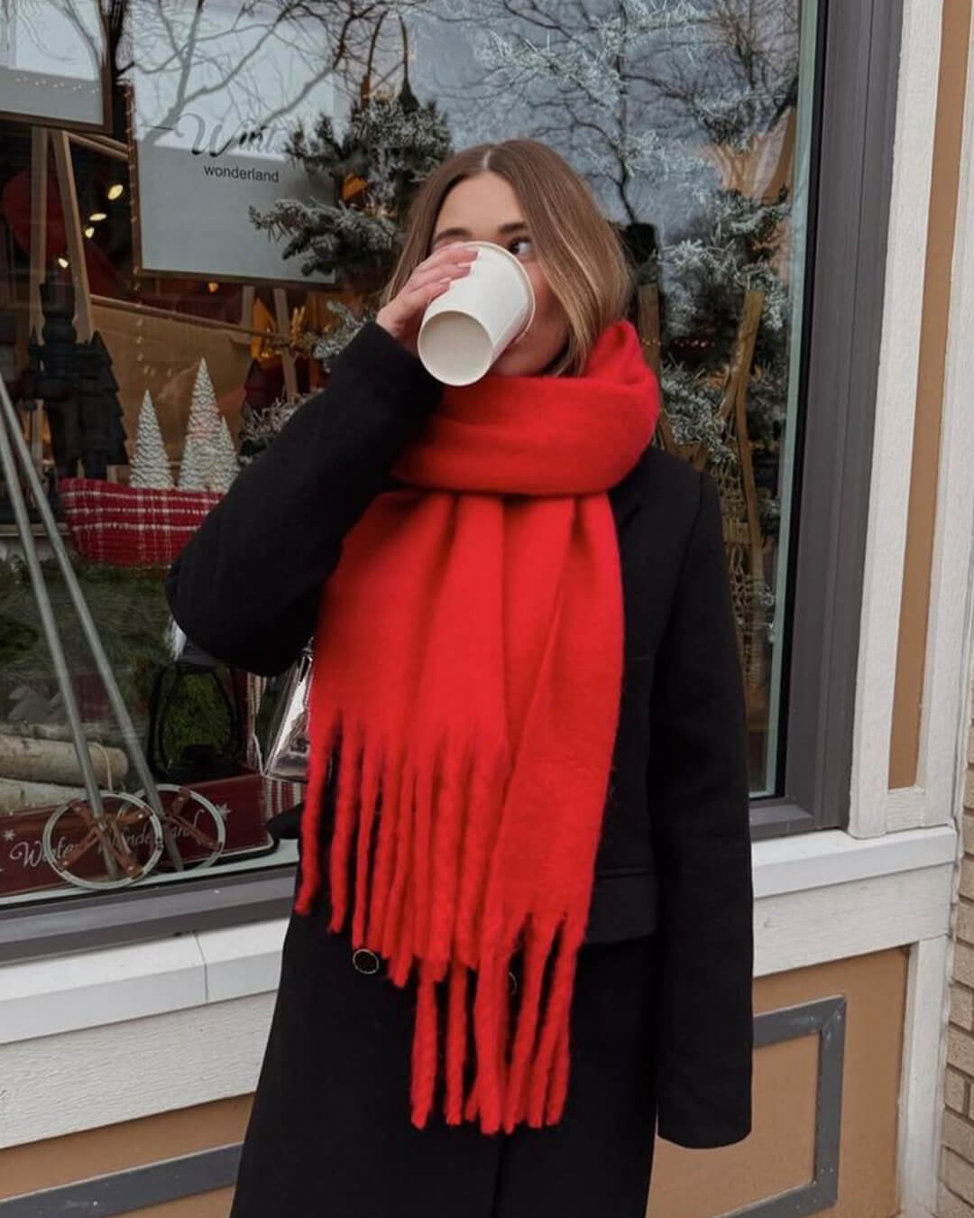 SOKYND Emilia Tasseled Winter Scarf AccessoriesSOKYND-388311-RED-OS-68311Red