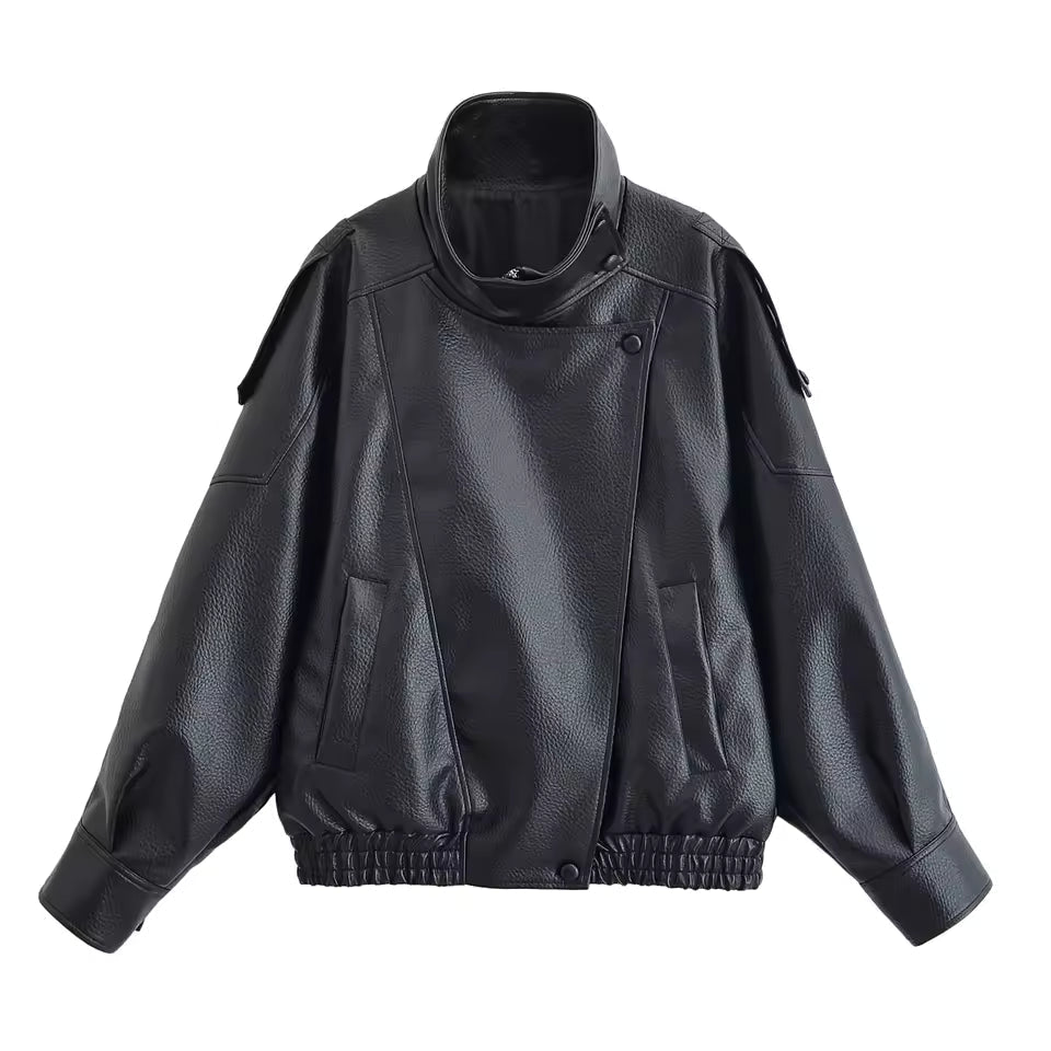 SOKYND Emma Asymmetric Button Pocket Jacket Coats & JacketsBlackS