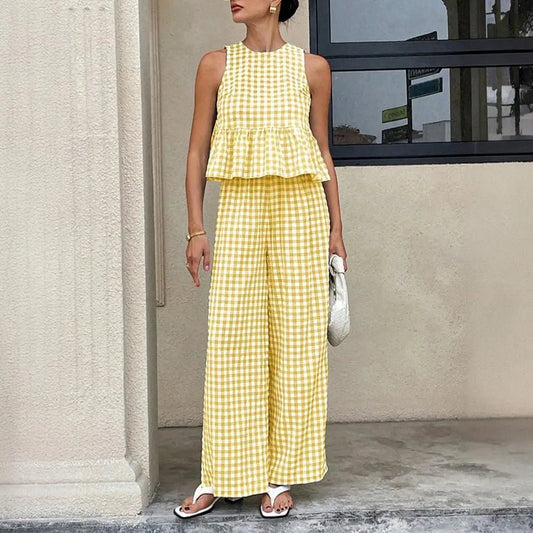 SOKYND Enya Plaid Ruffle Two-Piece Set Matching SetsSOKYND-314583-YEL-S-45591YellowS