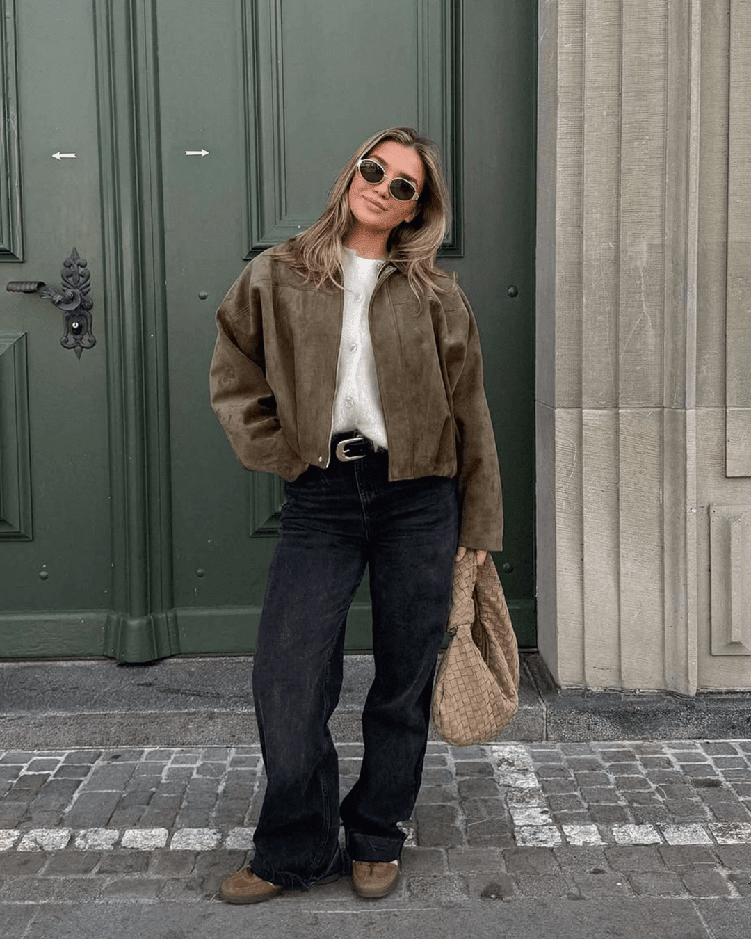 SOKYND Erica Faux Suede Bomber Jacket JacketSOKYND-248727-OLI-S-50167OliveS