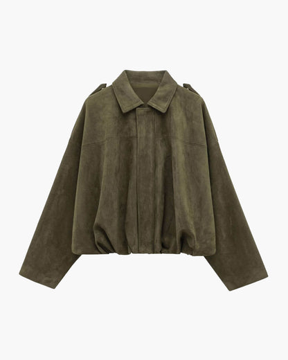 SOKYND Erica Faux Suede Bomber Jacket JacketSOKYND-248727-OLI-S-50167OliveS