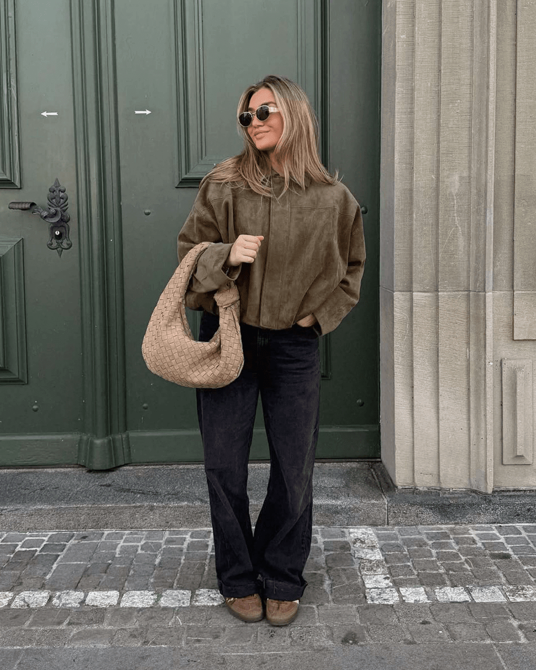 SOKYND Erica Faux Suede Bomber Jacket JacketSOKYND-248727-OLI-S-50167OliveS