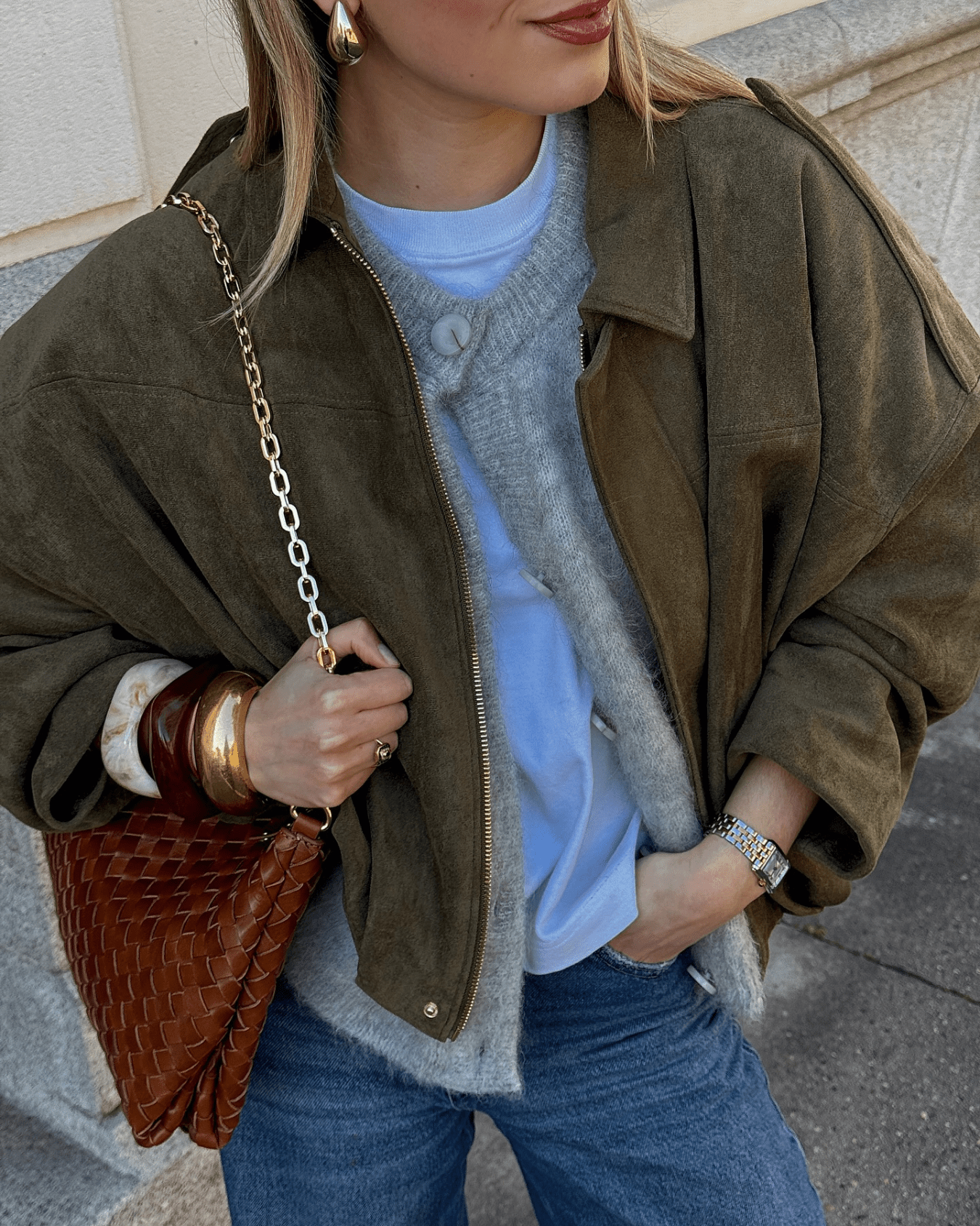 SOKYND Erica Faux Suede Bomber Jacket JacketSOKYND-248727-OLI-S-50167OliveS