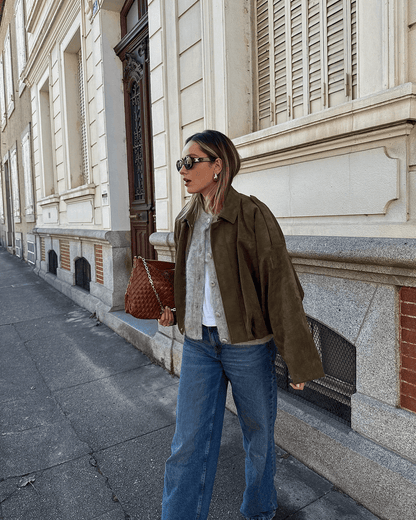 SOKYND Erica Faux Suede Bomber Jacket JacketSOKYND-248727-OLI-S-50167OliveS