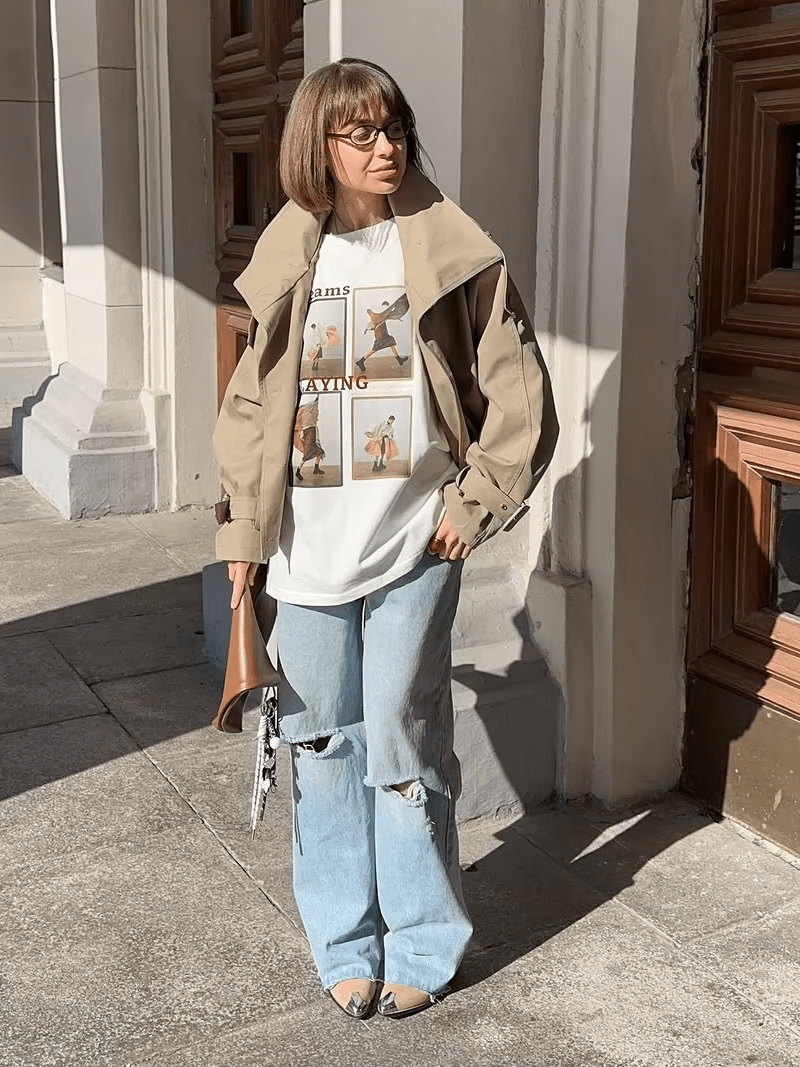 SOKYND Erica High Funnel Neck Cropped Trench Jacket JacketSOKYND-051223-BEI-L-75831BeigeL
