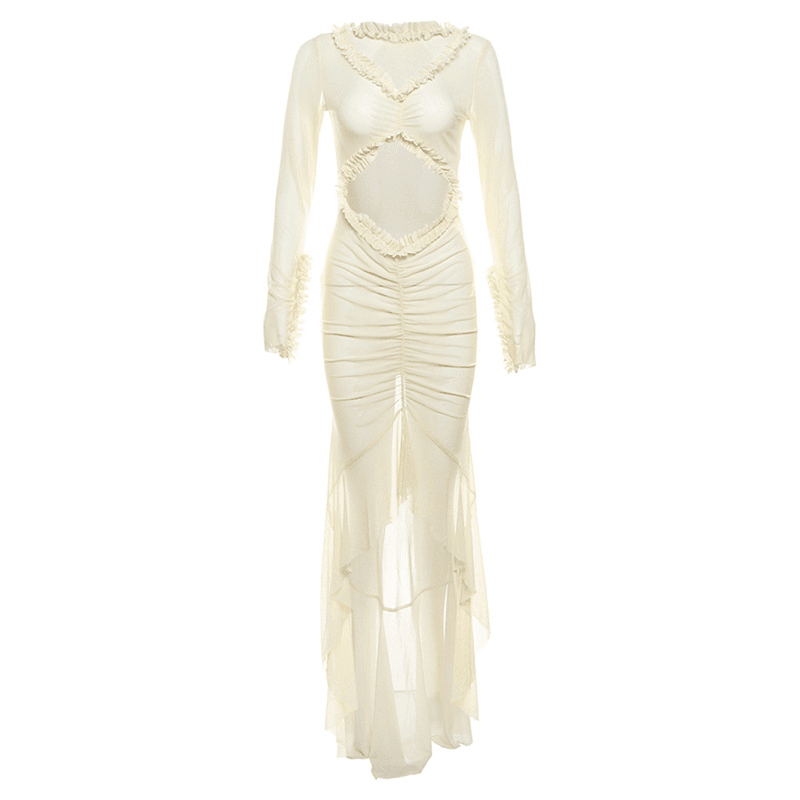 SOKYND Erica Sheer Bodycon Dress DressSOKYND-843863-BEI-S-45623BeigeS