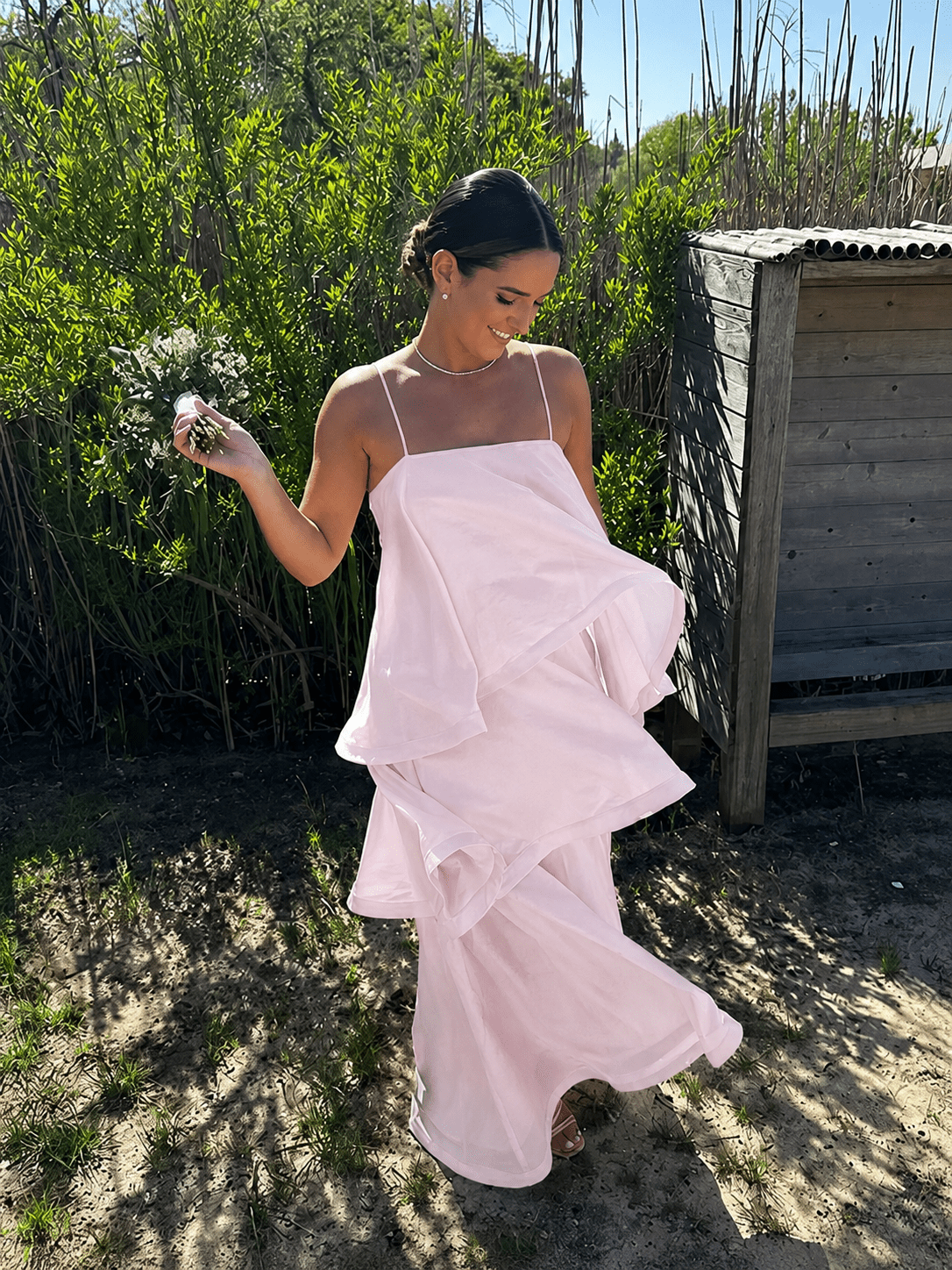 SOKYND Fallon Layered Ruffle Maxi Dress DressSOKYND-624919-PIN-S-82199PinkS