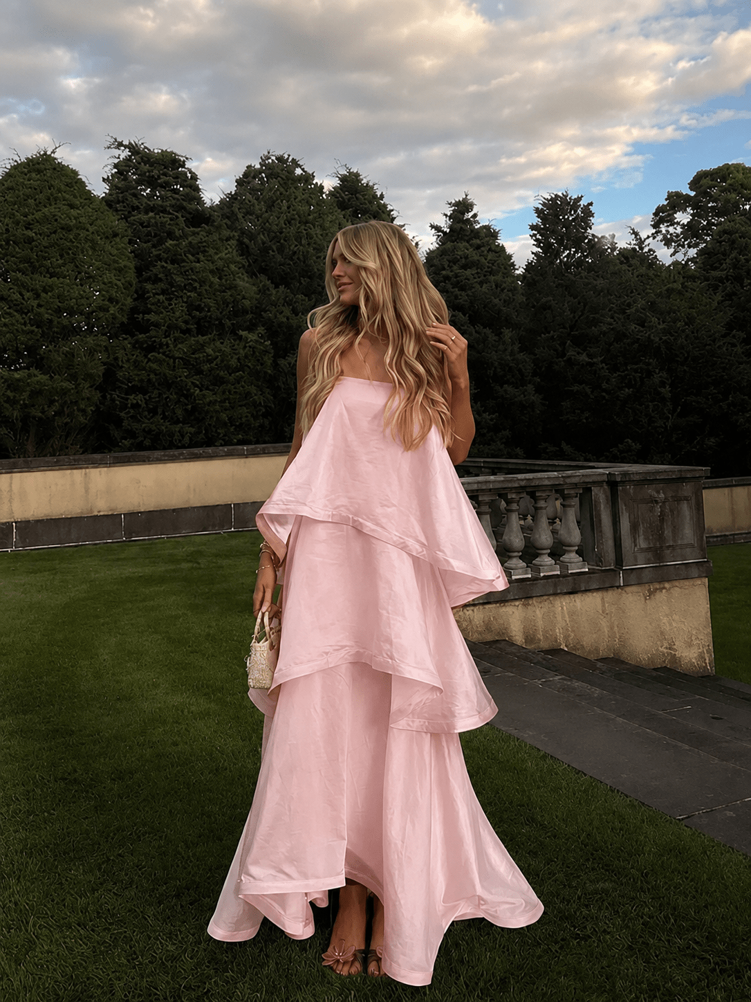 SOKYND Fallon Layered Ruffle Maxi Dress DressSOKYND-624919-PIN-S-82199PinkS