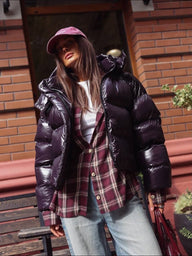 Fiona Hooded Glossy Puffer Jacket