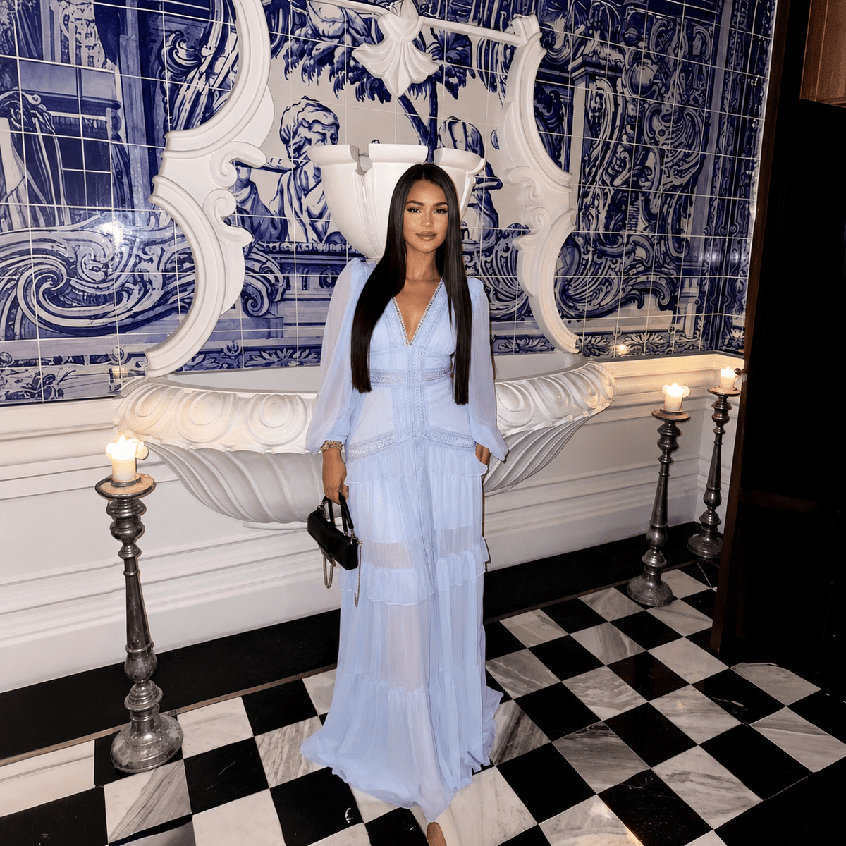SOKYND Gemma Deep V-Neck Ruffle Maxi Dress DressesSOKYND-360279-LIG-S-42423Light BlueS