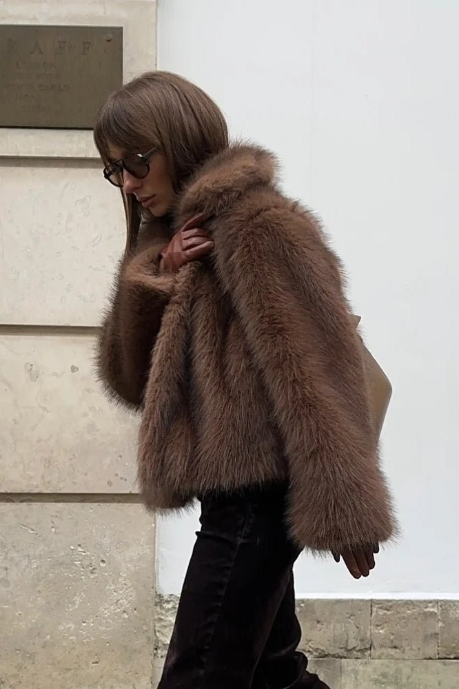 SOKYND Gillian Faux Fur Short Coat Coats & JacketsxI1767625273834129470SBrown