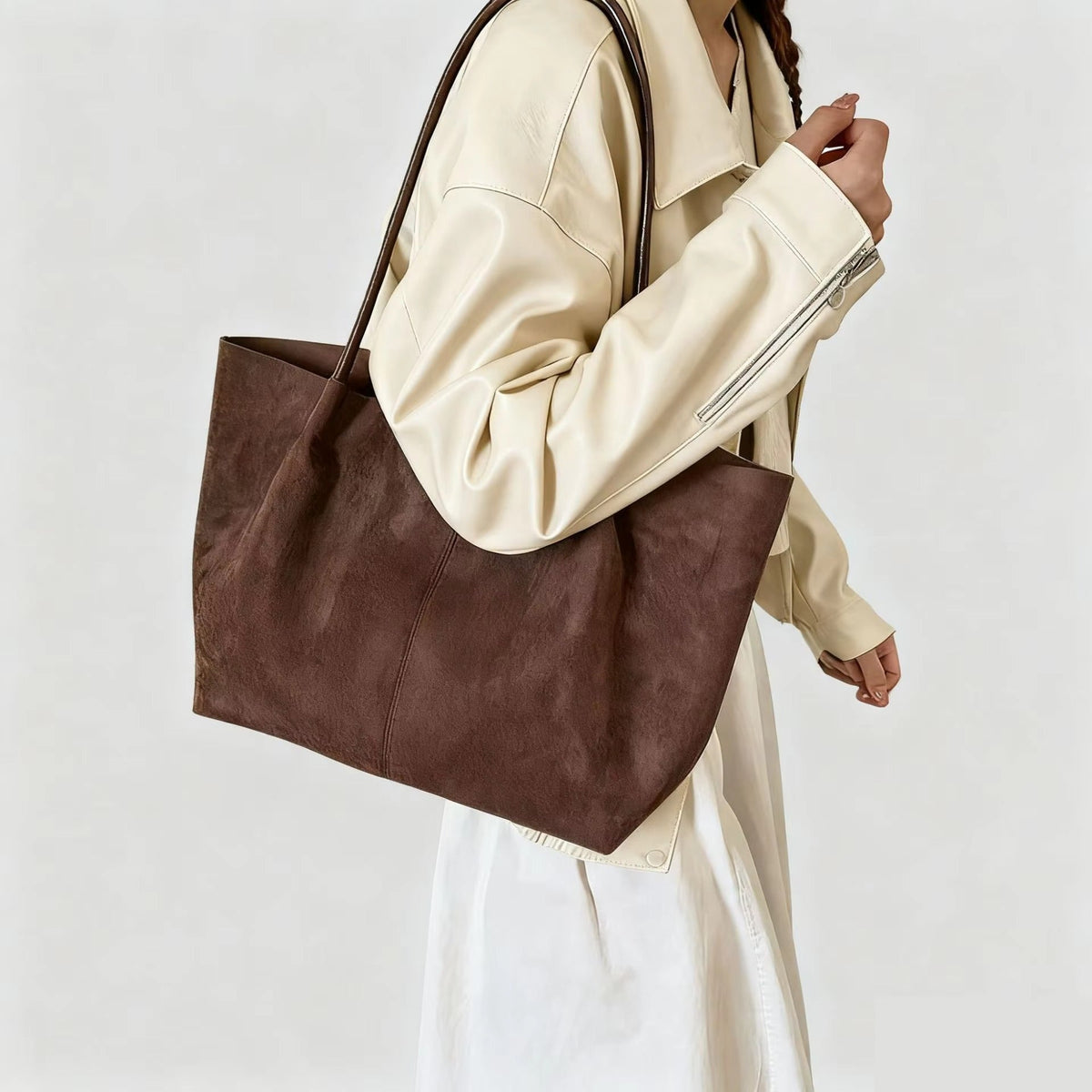 SOKYND Gina Suede Tote with Pouch BagSOKYND-414231-BRO-OS-12055Brown