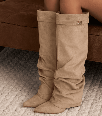 SOKYND Gloria Slouchy Faux Suede Knee High Boots BootsSOKYND-752535-BRO-34-17175Brown34