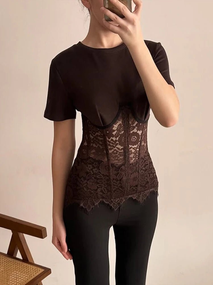 SOKYND Hailee Lace Corset Top TopsUa1772777205912592535BrownS