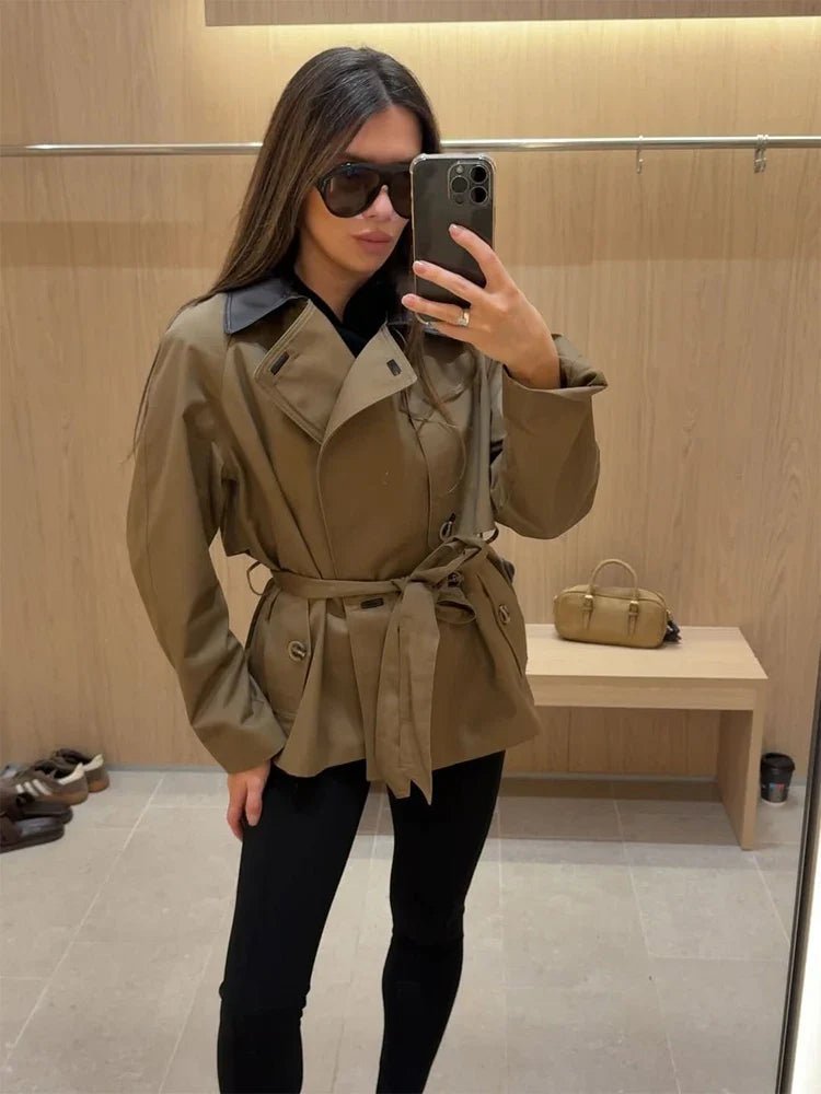 SOKYND Hanna Contrast Collar Belted Trench Coat CoatSOKYND-326167-M-OS-04791M