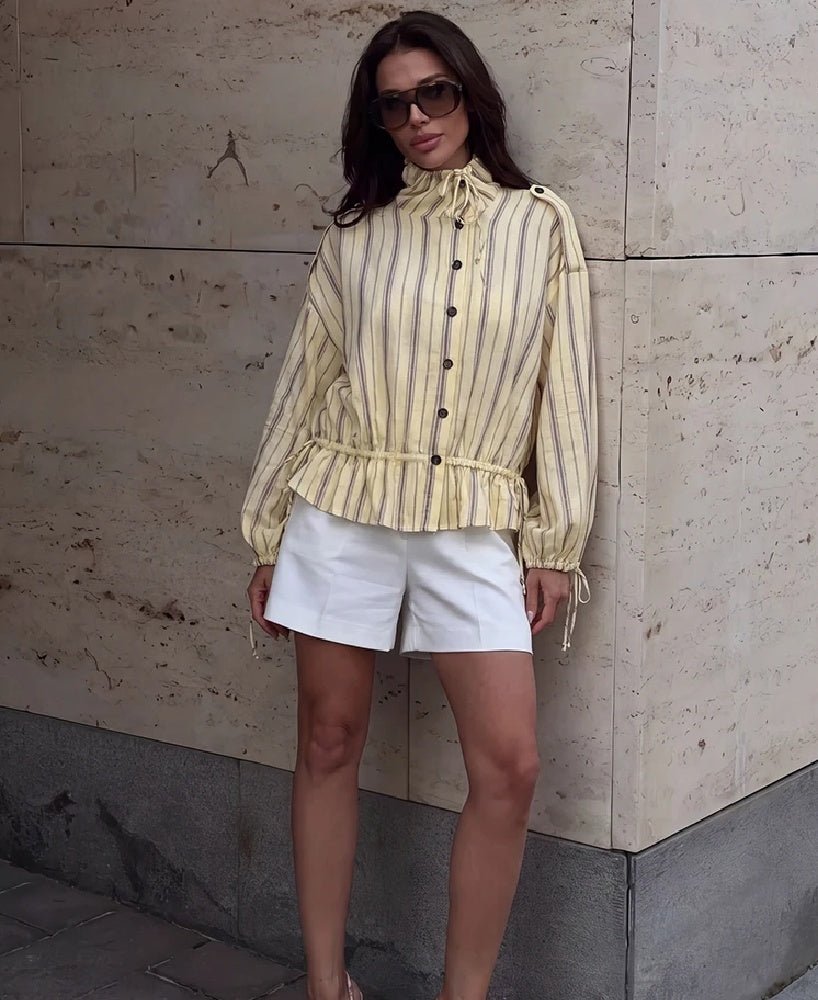 SOKYND Hanna Stand Collar Striped Jacket JacketSOKYND-004823-S-OS-40151S