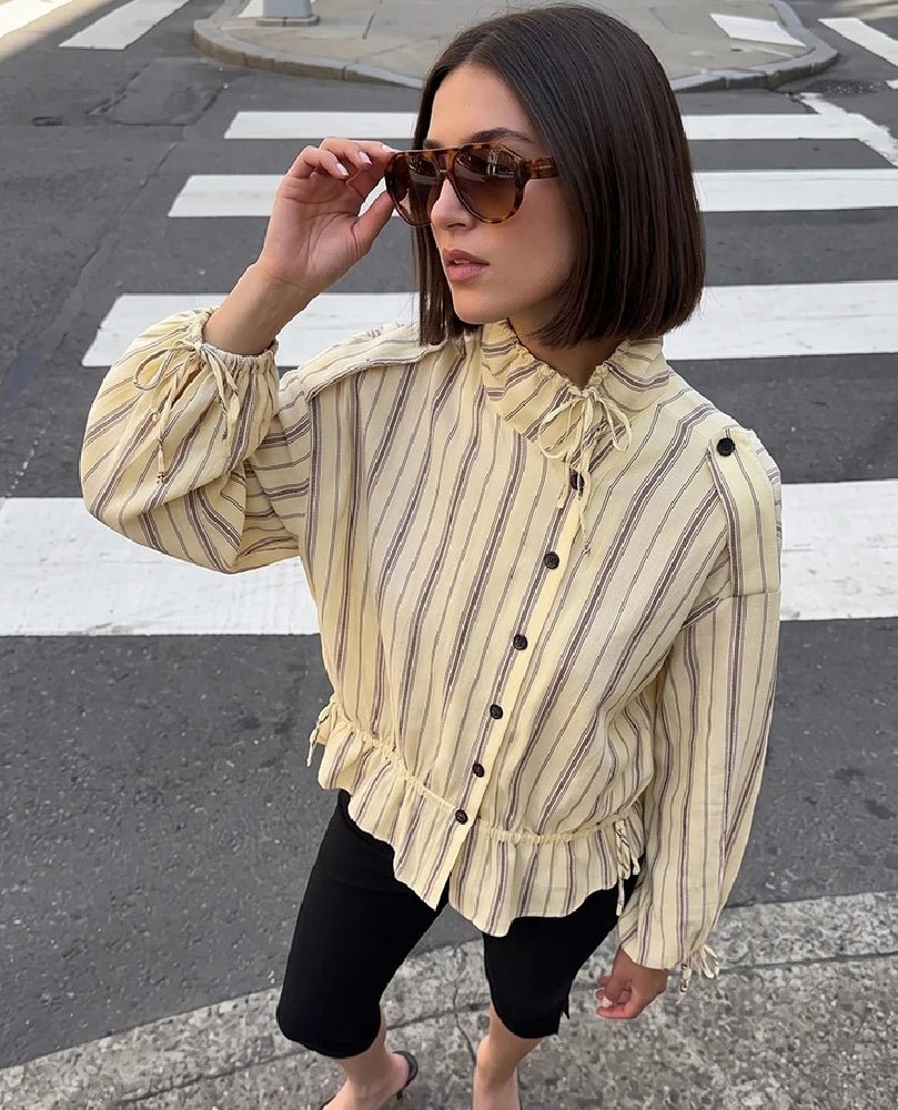 SOKYND Hanna Stand Collar Striped Jacket JacketSOKYND-004823-XS-OS-07383XS