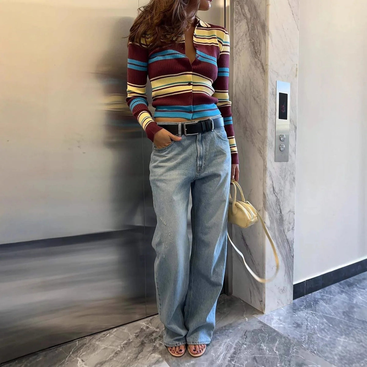 SOKYND Hanna Striped Knit Cardigan CardiganSOKYND-673367-M-OS-70359M