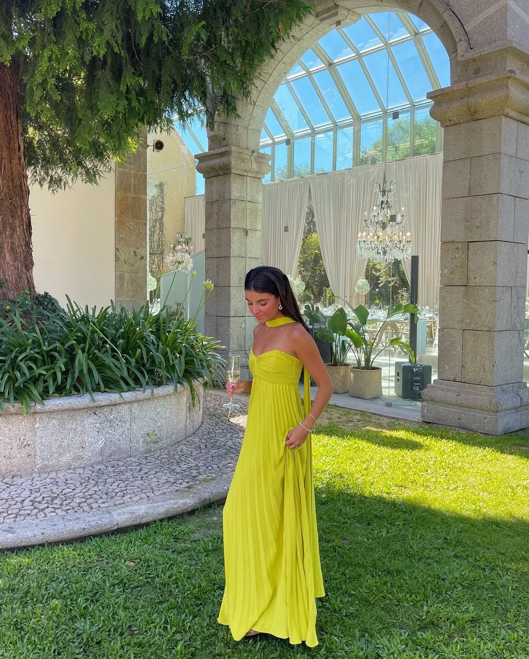 SOKYND Helen Halter Ruched Maxi Dress DressSOKYND-947863-LIM-M-78231Lime YellowM