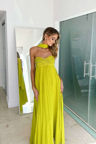 Helen Robe maxi drapée col halter