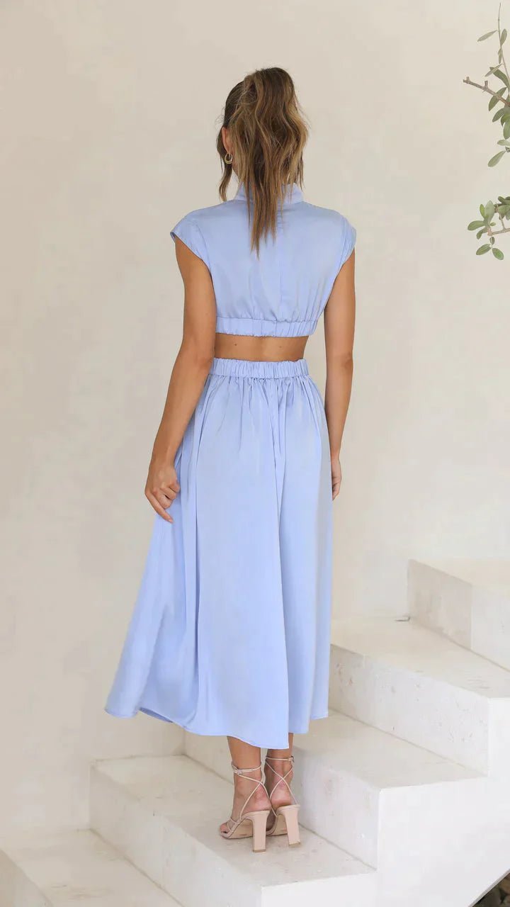 SOKYND Hermione High - Neck Cutout Midi Dress DressBlueXS