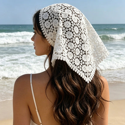 SOKYND Indigo Bohemian Triangle Headscarf AccessoriesSOKYND-224919-WHI-OS-18391White
