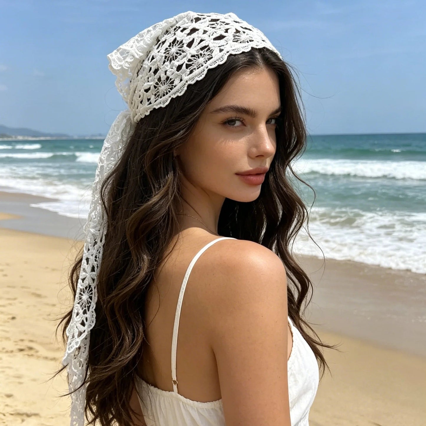 SOKYND Indigo Bohemian Triangle Headscarf AccessoriesSOKYND-224919-WHI-OS-18391White