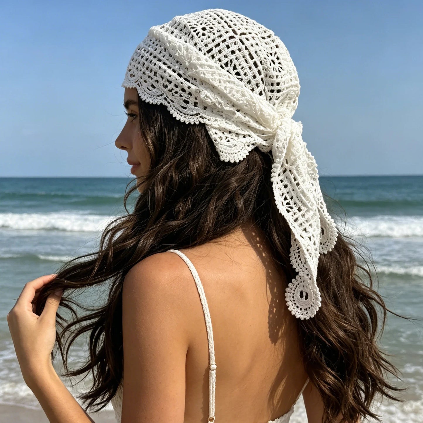 SOKYND Indigo Bohemian Triangle Headscarf AccessoriesSOKYND-224919-WHI-OS-18391White