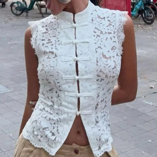 SOKYND Ivy Sleeveless Lace Top Topsuu1774219786686794081WhiteS