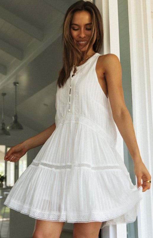 SOKYND Jackie Boho Sleeveless Mini Dress DressWhiteM