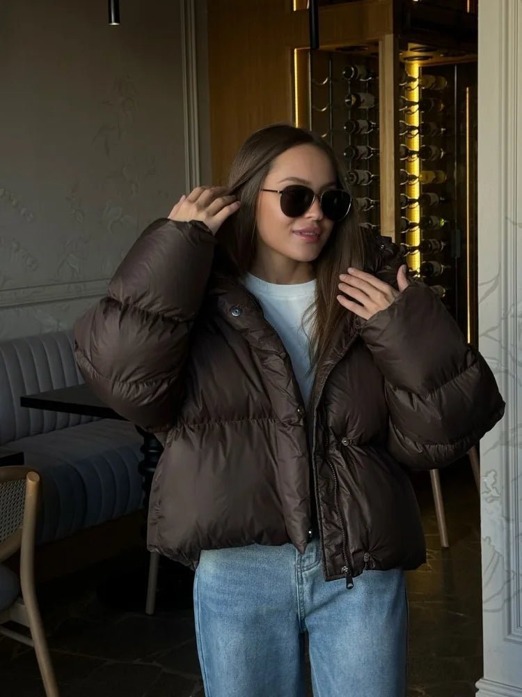 SOKYND Jaliyah Short Hooded Puffer Jacket Coats & JacketsDn1767356248750275077BrownL