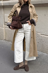 Jane Trench Medio con Inserto a Quadri