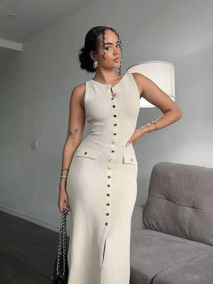 SOKYND Janna Maxi Dress DressBeigeM