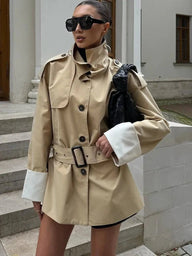 Jasmin trench con puños contrastados y cinturón