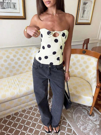 SOKYND Jenina Polka Dot Strapless Top TopsQu1772777205904333823L