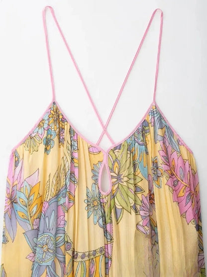 SOKYND Jesse Floral Chiffon Cami Dress DressSOKYND-618263-YEL-M-14807YellowM