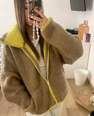 Cardigan in maglia con zip e rifiniture a contrasto Jessica