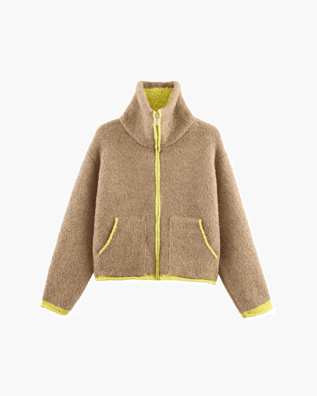 SOKYND Jessica Contrast Trim Knit Zip Up Cardigan CardiganSOKYND-849815-S-OS-88855S