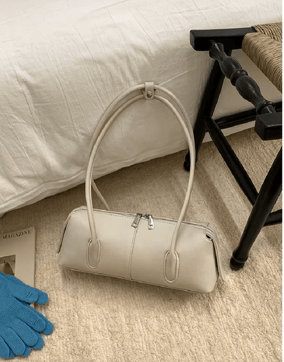 SOKYND Jessica Cylindrical Leather Shoulder Bag BagSOKYND-703639-WHI-OS-80087White