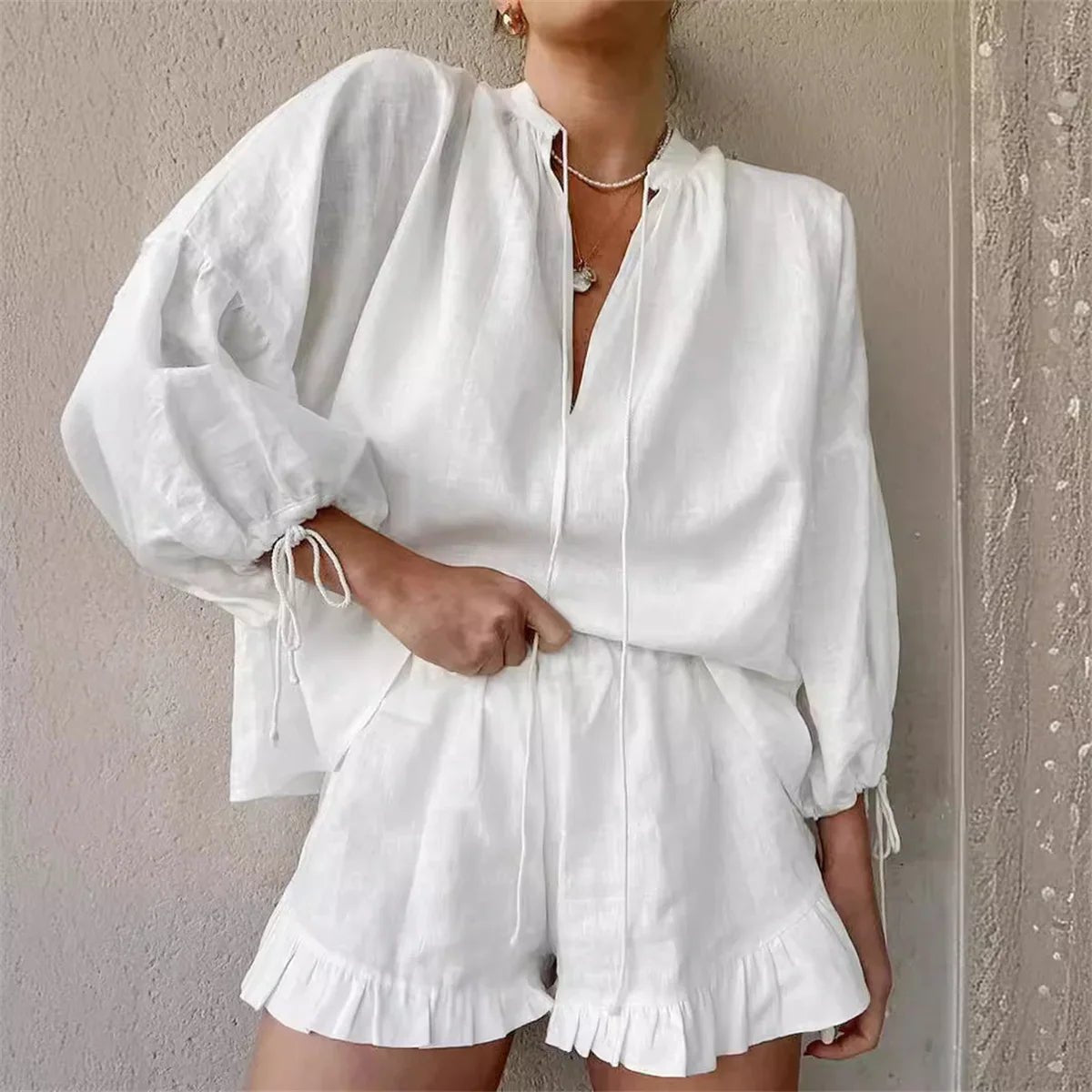 SOKYND Joanna Ruffle Shorts Set Matching SetsSOKYND-285079-S-OS-03543S